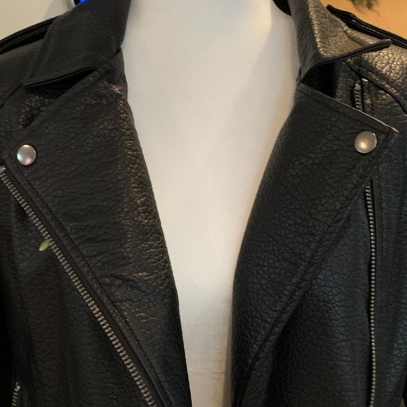 BB Dakota Black Floral Embroidered Moto Faux Leather Jacket - Picture 3 of 13